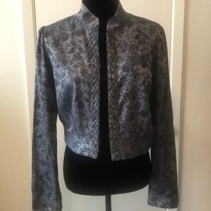 Gorgeous gray/blue jacket with hook closers